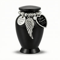 Personalized Keepsake Urn with Photo Pendant Polished Miniature Urn with Charms Metal Ash Holder Compact for Grieving Families