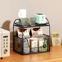Desktop Storage Rack with Cup Holder, 2-Tier, for Office and Snacks