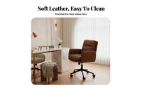 Scalloped Back Vanity Chair Vintage Inspired Upholstered Armchair Curved Backrest Sturdy Metal Legs for Reception Area, Bedroom