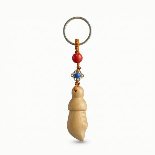 Keyring with Wooden Pendant Hand-Carved Acorn Pendant Cute for Car Keys, Handbag