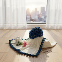 Floral Bouquet Blanket Romantic Gift Convertible Bouquet Throw 2-in-1 Design Knitted Rose Throw for Women, Valentine's Day, Living Room