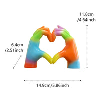 Rainbow Love Gesture Sculpture Handmade Style Affectionate Hands Ornament Warm and Charming Love & Palm Decor for Couples, Desk, Study Room