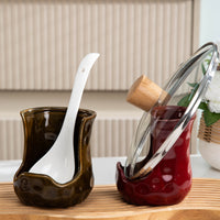 Ceramic Lid Rest and Utensil Holder for Kitchen Countertop