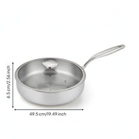Stainless Steel Skillet with Lid Uncoated Stainless Steel Frying All-Cooktop Cooktop skillet with Lid for Home Cooks