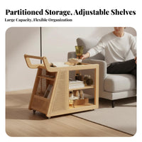 2-Tier Rolling Trolley Vintage design Side Table adaptable Use for Renters, Hosts
