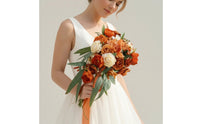 Faux Artificial Bridal Bouquet Lifelike Wedding Bouquet with Ribbons Lightweight Flowers Long-Lasting for Bridesmaids