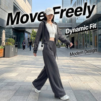 Ladies Trousers High Waist Joggers with Drawstring for Loungewear, Wide Leg Womens Pants for Spring, Comfortable Fit
