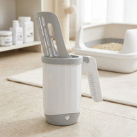 Waste Scooper with Built-in Waste Bin, Portable Waste Cleaner with Rectangular Sifter Holes, Multi-Functional Tool for Waste Tray