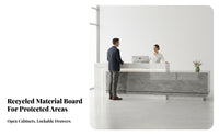 Modern Reception Desk High Gloss Finish Lobby Welcome Desk Wide Countertop Glossy Cashier Counter for Business Owners, Office Managers