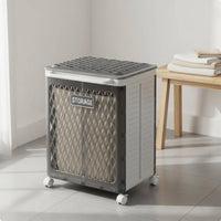 Divided Laundry Sorter Cart Large Capacity Foldable Laundry Hamper with Wheels Ventilated Design Rolling Storage Bin with Lid for Washroom, Bedroom