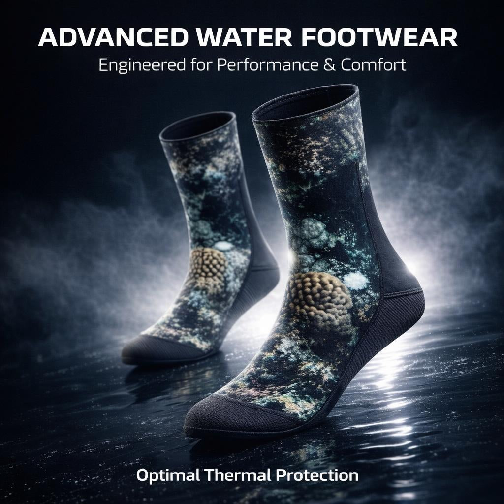 Neoprene Wetsuit Socks for Snorkeling, Thermal Diving Socks for Cold Water, Anti-Slip Water Sport Socks, Beach Booties for Beach Activities