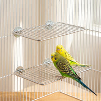 Stainless Steel Perch Bird Cage Stand, Grid Mesh Bird Stand for Parakeet Cockatiel, Parrot Perch for Cage Exercise and Paw Grinding