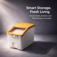 Large Rice Dispenser 10kg Cereal Storage Box, Airtight Flip Lid Rice Keeper, Pan #variant:Primrose Yellow (25 jin capacity)