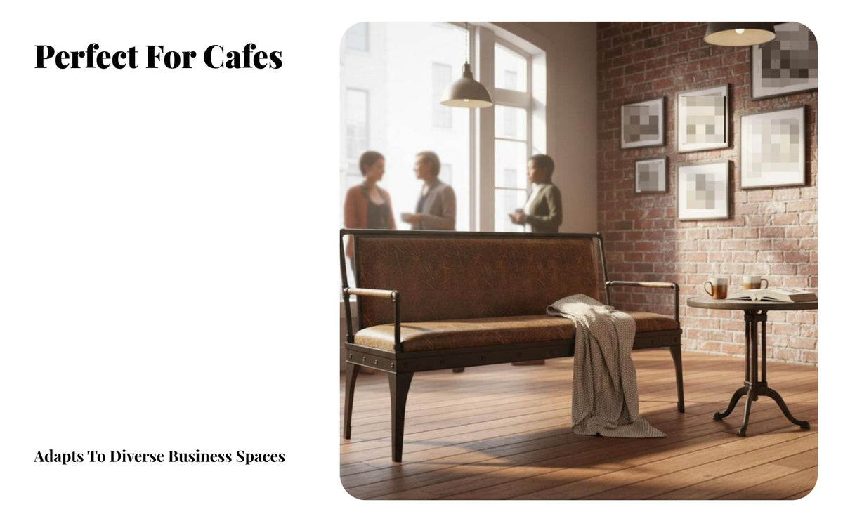 Retro Aesthetic factory-inspired Booth Bench sturdy Construction Upholstered Banquette adaptable Design Commercial Furniture configurable Configuration for Cafe Owners, Interior Designers, Bar Managers, eatery, Lounge Area, Dining Room, Kitchen