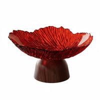 Pedestal Fruit Bowl Elegant Design Faux Wood Base Fruit Basket Food Grade Material High Foot Snack Dish for Party, Entryway