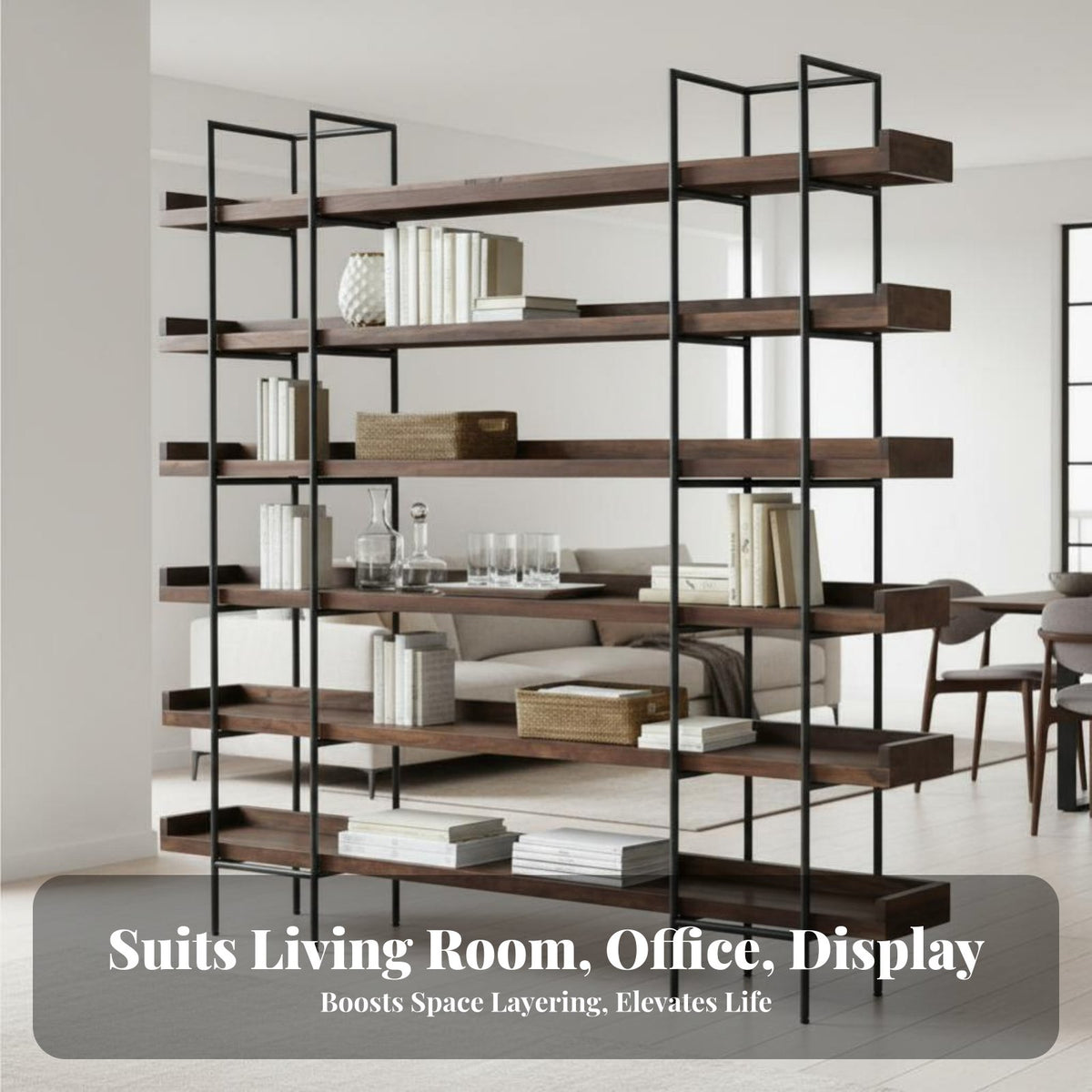 Nordic Aesthetic Etagere bookshelf Minimalist Design Openrear Etagere Freestanding Shelving Unit Multipurpose for Book Lovers, Office Workers, Collectors, Bedroom, perusing corner