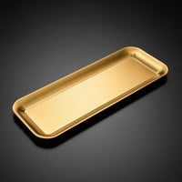 Brushed Long Serving Plate Flat Bottom Stainless Steel Plate Rolled Rim Bandeja De Servir Con Borde Alto Lightweight for Restaurants, Home Entertaining