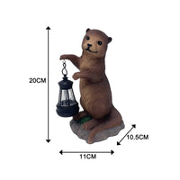 Resin Otter Garden Lamp Charming Design Otter Figurine with Lantern for Pondside