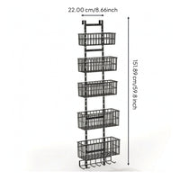 Over the Door Organizer with Hooks Space-Saving Hanging Storage Rack with Baskets Heavy-Duty Back-of-Door Storage Organizer for Pantry