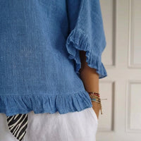 Beach Cover Up Linen Shirt with Round Neckline, Dressy Casual Breathable Blend, Ladies Pullover Style