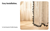 Translucent Floral Door Curtain Light Filtering Vintage Aesthetic Partition