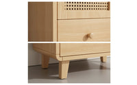 Compact Storage Cabinet with Drawers Organized Cabinet with Rattan Door Stable Sideboard with Rattan Doors Sturdy for Entryway, Small Apartment