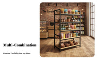 Modular Design Convenience Shop Island Shelf Heavy Duty Supermarket Display Shelf Large Capacity Freestanding Retail Shelving Unit Easy Assembly for Retailers, Small Business Owners, Homeowners, Pet Shop, Book Shop, Warehouse, Garage