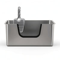 Stainless Steel Litter Pan Open-Top High-Sided Litter Pan Easy-to-Hygienic Pet Supply for Home