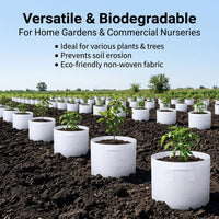 Sturdy-Duty Breathable Grow Bags, White Non-Woven Planter for Vegetables, Biodegradable Plant Grow Bags for Home Gardening