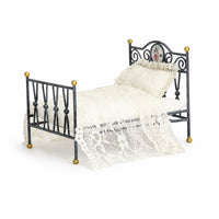 Bed with Bedding Vintage Miniature Metal Bed 1:12 Scale Furniture for Kids