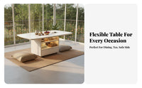 Elevate-Top Coffee Table Multi-Functional Transformable Elevate-Top Table Hidden Compartments Sturdy Construction for Homeowners