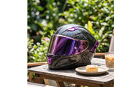 Carbon Fiber Complete Face Helmet | Aerodynamic, aerodynamically contoured, Carbon Fiber Helmet, for Street Riding