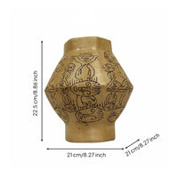 Hand Painted Tribal Vase Etched Texture Decorative Object Art Aesthetic