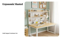 Ample Storage Desk with Hutch Spacious Desktop Desk with Hutch and Pegboard Stable Leg Design Study Table Sturdy Construction for Students, Teenagers, Professionals, Bedroom, Dorm Room, Small Areas