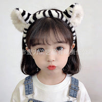 Plush Zebra Print Headband, Black and White Striped, Unisex