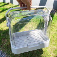 Portable Bird Cage Travel Carrier with Standing Perch, High Transparent Breathable Outdoor Display Case for Pet Outings, Includes Tray