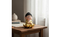 Gold Buddha Statue Polyresin Buddha Lotus Figurine for Courtyard, Patio