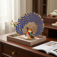 Peacock Trinket Box Jeweled Peacock Figurine with Storage Jewelry Box with Hinge Enameled Statue Enamel for Women, Vanity
