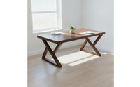 Modern Dining Table with Z-Shaped Legs Sturdy Walnut Dining Table Stable Furniture Low Maintenance for Home Office