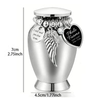 Personalized Keepsake Urn with Photo Pendant Polished Miniature Urn with Charms Metal Ash Holder Compact for Grieving Families