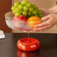 2-in-1 Fruit Colander Bowl High Clarity Snack Dish for Party