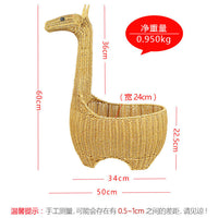 可爱创意长颈鹿摆件收纳装饰藤编手工动物储物家居酒店民宿收纳篮