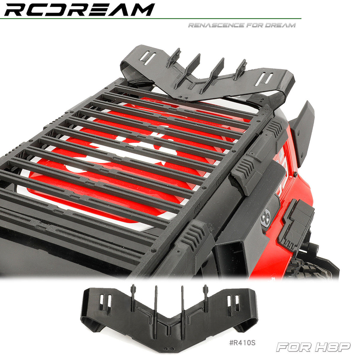 RCDream 1/8 RC Car Roof Aero Wing Upgrade Part for MJX H8P