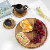 Japanese Style Acacia Wood Round Serving Tray Large Size