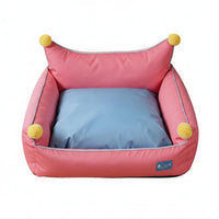Scratch-Resistant Cat Sofa Bed All-Season Use Pom-Pom Pet Sofa Removable Cushion Cushioned Pet Nest High Backrest for Cats, Small Dogs