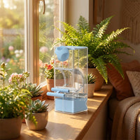 Automatic Bird Feeder and No Mess Bird Cage Feeder, Parrot Seed Dispenser with Anti-Scatter Tray, Snap-On Mounting Set for Cages