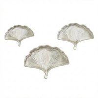 3 Pieces Ginkgo Leaf Tray Raised Border foliageShaped Tray Shallow