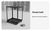 Open Frame Server Metal Rack Construction Rolling Audio Equipment Cart Heavy Duty Rolling Server Rack for DJs, Artists, Studio, KTV, Stage