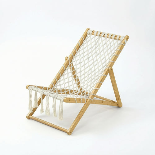 Bamboo Folding Lounge Chair Breathable Lounger Portable for Sunroom