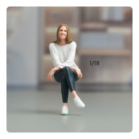 Sitting Woman Figurine Highly Detailed Painted Female Miniature  Resin Character Model for Hobbyists